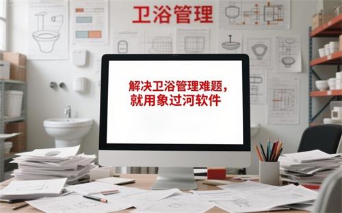 衛(wèi)浴倉庫，中間出現(xiàn)標(biāo)題“解決衛(wèi)浴管理難題，就用象過河軟件”“象過河軟件”為紅色_看圖王.jpeg